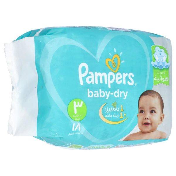 PAMPERS DIAPER BABY DRY MIDI 3 18PCS 4-9 KG